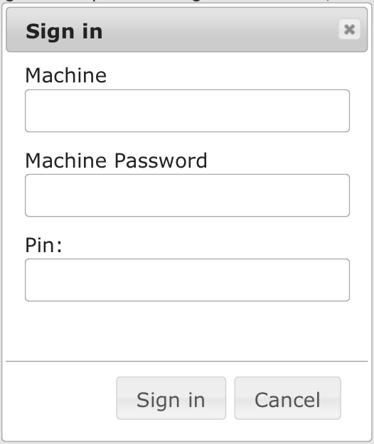 Screenshot of Dialog Box for Registering Machine